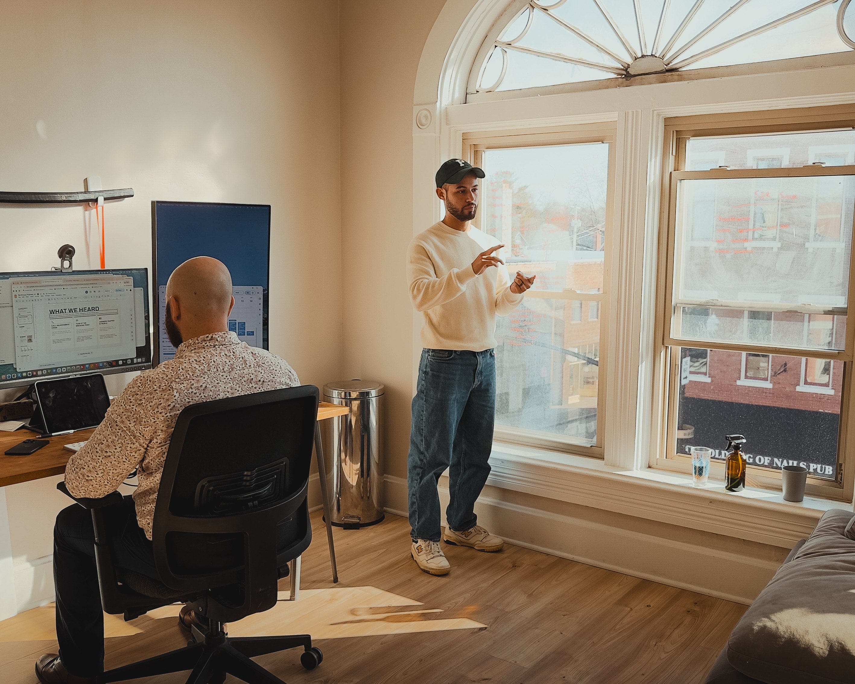 Two operators reviewing what customers said this week